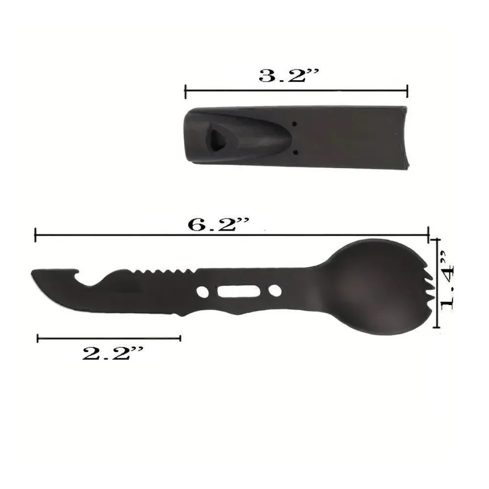 Personalized Camping Spork and Knife 6 in 1 Survival Multi Tool Spork, knife